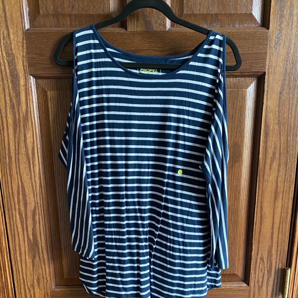 Cold Shoulder Striped Top